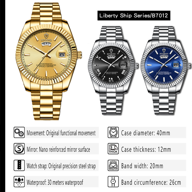 BINBOND B7012 Mens Fashion Bus - огляд і ціна Rolex Watch Datejust